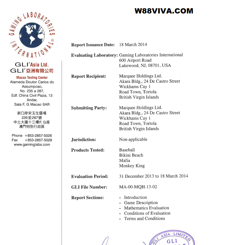 Công khai pháp lý W88